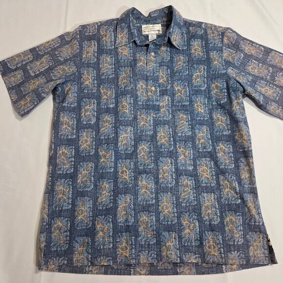 reyn spooner Other - REYN SPOONER DIETRICH VAREZ BLUE PETROGLYPHS REVERSE HAWAIIAN SHIRT MENS LARGE